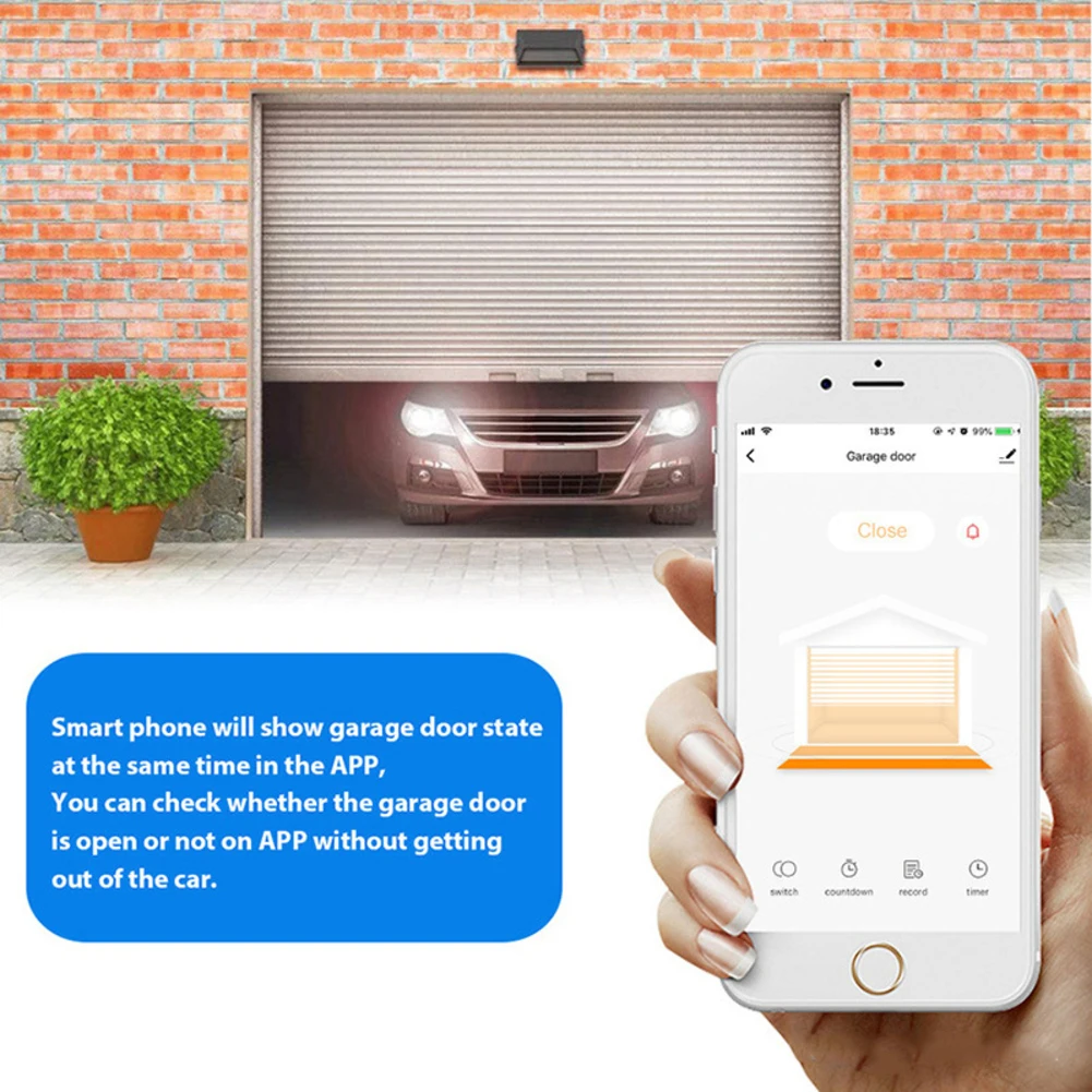 Voice Activated Garage Opener Home Automation 9*4*2.5cm WiFi Garage Controller Wireless 2.4GHz Connection Easy Setup