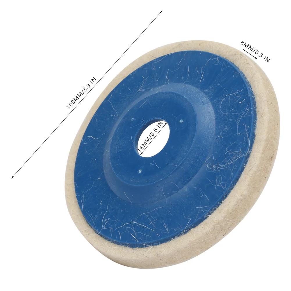 Roda de lã angular prática popular 4 Polegada roda de polimento de lã polimento de disco de feltro 3 peças