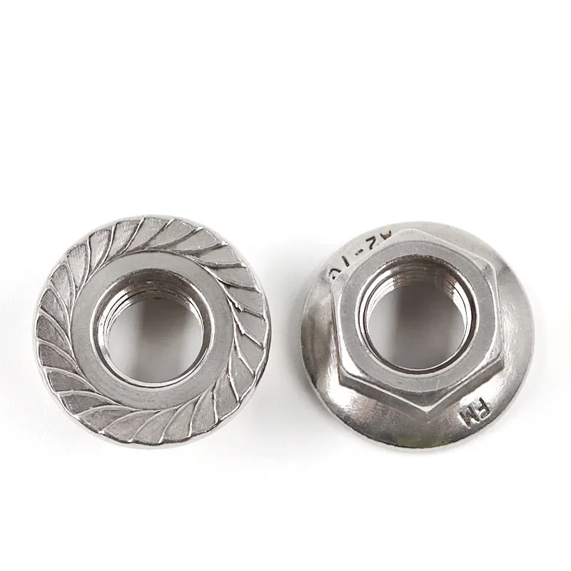304 Stainless Steel Serrated Flange Nut M3 M4 M5 M6 M8 M10 M12 Hex Flange Lock Nut Hardware Fastener 1/10/20/50/100Pcs
