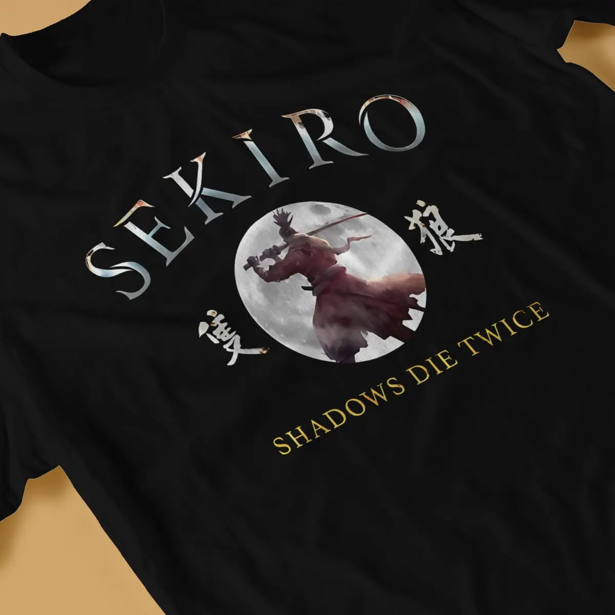 Sekiro-男性用の影付きの2色のヴィンテージTシャツ,ラウンドネックの半袖Tシャツ,ヨーロッパの綿のTシャツ,アイディアの服