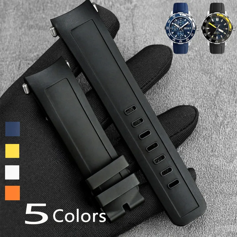 

Ремешок для часов 22 мм из фторкаучука FKM с быстрым снятием для IWC AQUATIMER Ocean Timepiece IW356802 IW376705, черный/синий