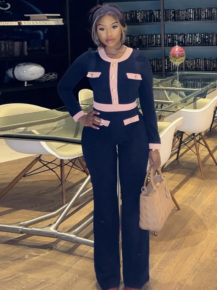 Weird Puss Patchwork Zip Jumpsuit Women Button Full Sleeve o-Neck Tigh Streetwear Office Workout Elegant Fall Trend Overalls