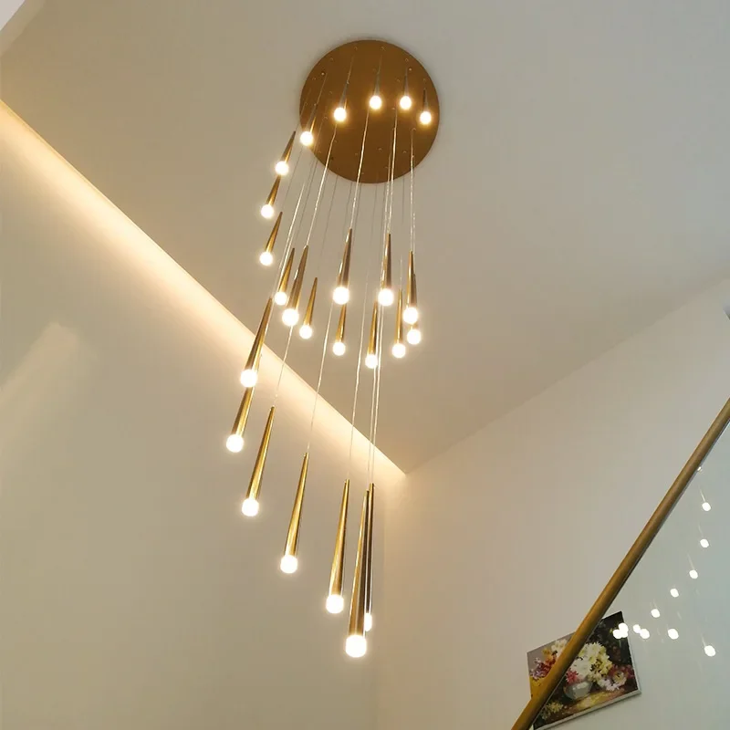 

Stair Led Ceiling Chandeliers Duplex Loft Lamp Living Room Decoraction Luxury lamp Appliance Hanging Lamps For Ceiling Lustre