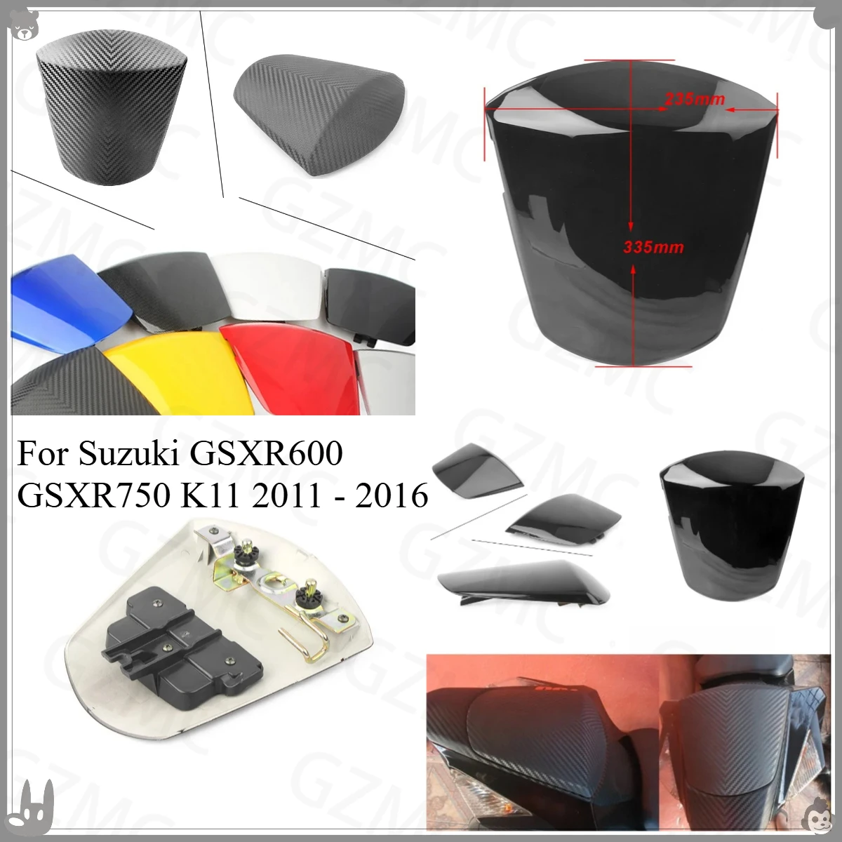 غطاء خلفي للمقعد الخلفي لسوزوكي GSXR600 GSXR750 K11 2011 - 2016 غطاء خلفي للمقعد الخلفي للدراجة النارية هدية 2012 13 #1
