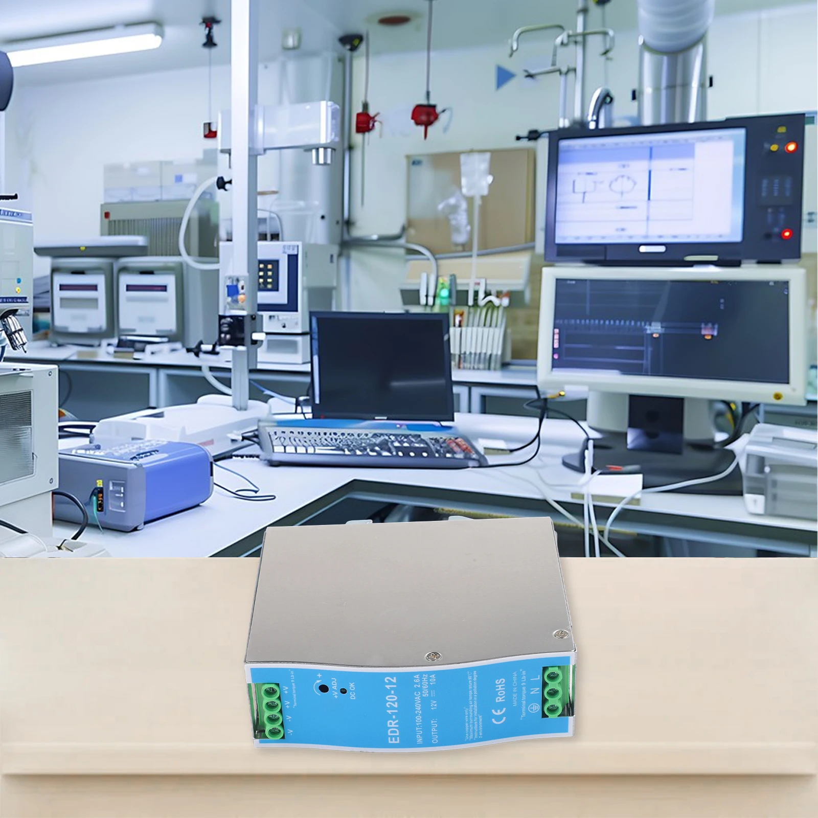 Fonte de alimentação de comutação de trilho DC 12V 120W para equipamentos eletromecânicos com proteção contra sobrecarga e curto-circuito