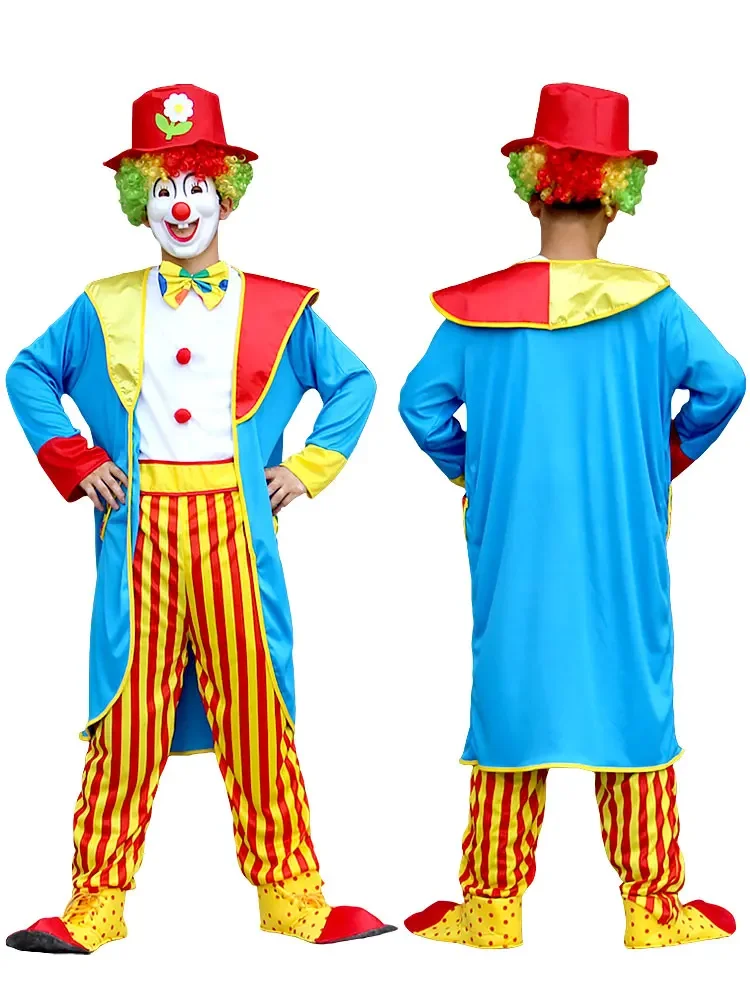 Volwassen Grappig Circus Clown Cosplay Kostuums Carnaval Party Show Met Masker Pruik Schoenen Spons Neus Jurk Voor Mannen Vrouwen