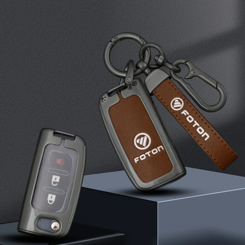 Zinc Alloy Leather Car Remote Key Case, Capa Shell, Proteção Holder para Foton, Tunland, Auman, Toano, Sauvana, Auto Acessórios, Novo