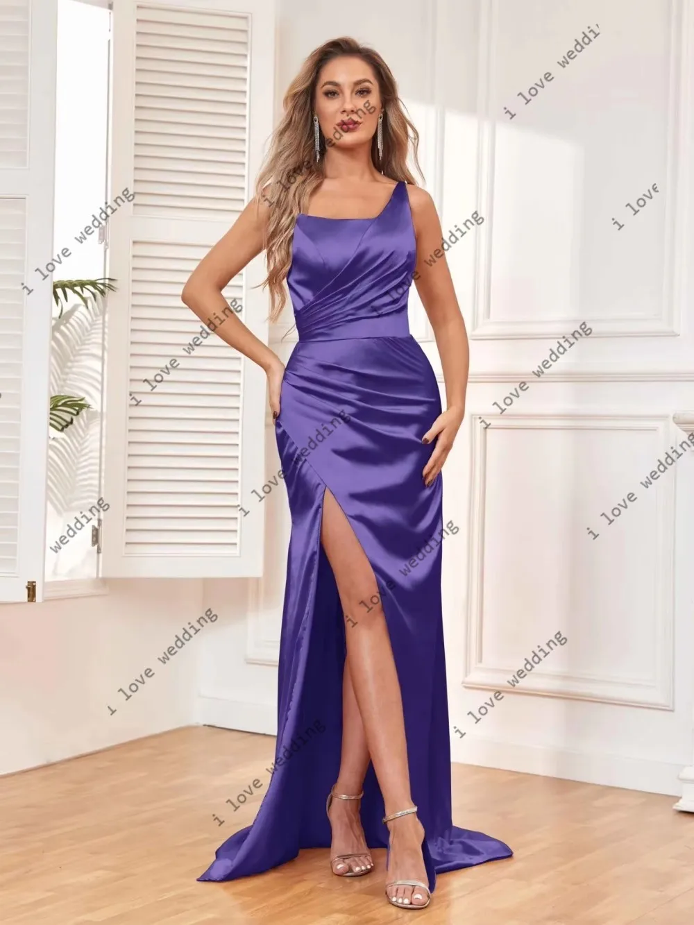 

Bridesmaid Dress 2026 Gold Party Dress For Woman Satin One Shoulder Evening Dress Elegant Open Back Ruched Long Dress Customized