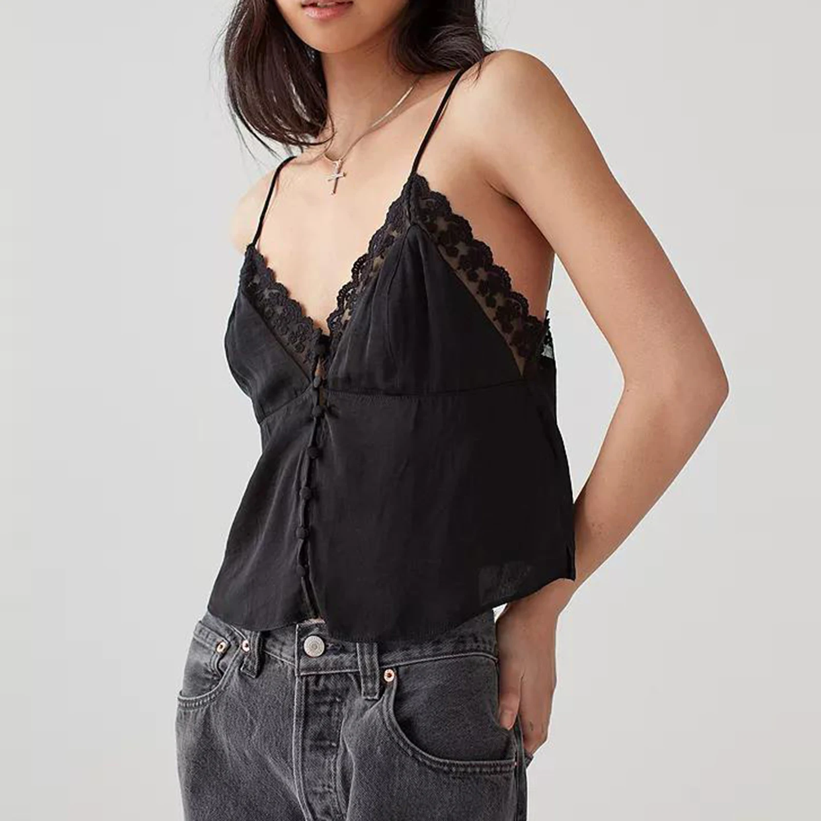 Gaono Dames Mouwloze Hemdje Tank Top Ruches Effen Kleur Ruches V-Hals Mouwloze Zomer Crop Tops Streetwear Clubkleding