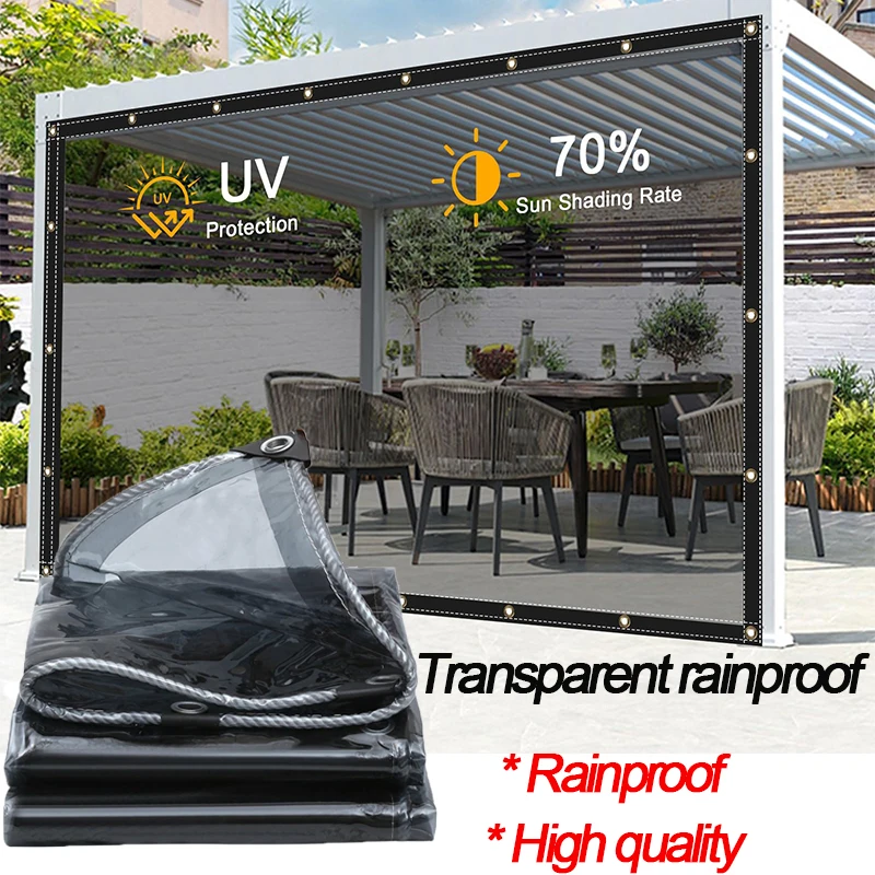 0.35mm black transparent PVC rainproof cloth outdoor awning anti-ultraviolet sunscreen tarpaulin window privacy rainproof cloth