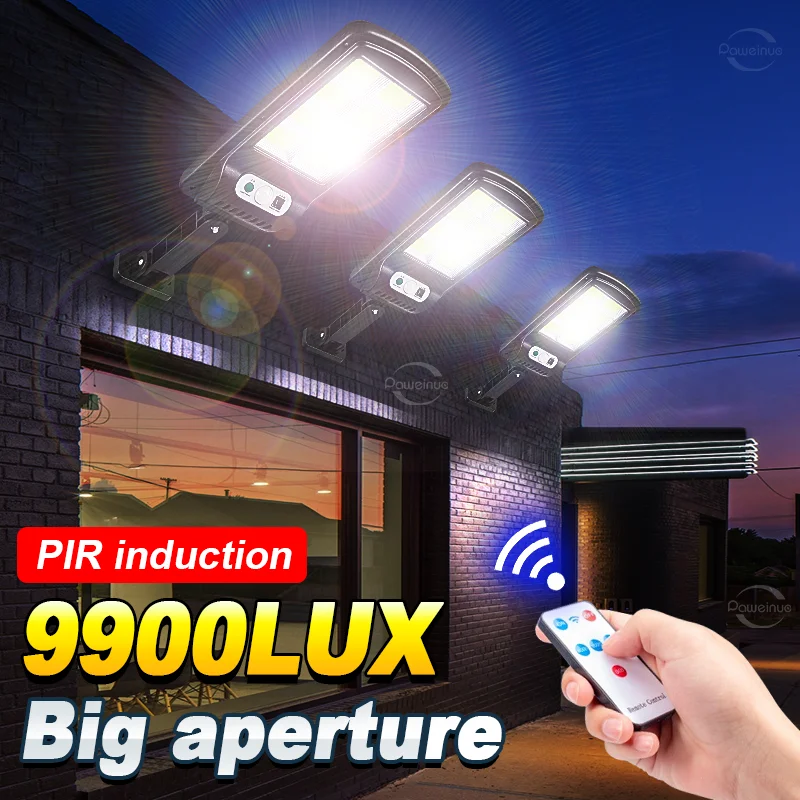 

9900LM 160COB Outdoor Solar Lights Sunlight Garden Street Light With Motion Sensor IP65 Waterproof Remote Control Yard Lantern
