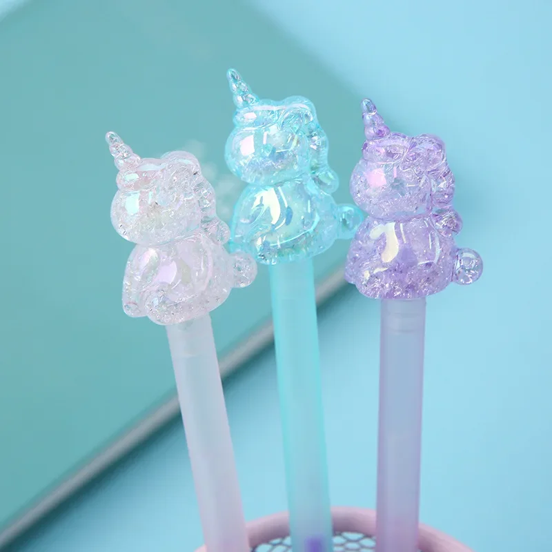36PCS Creative Crystal Head Unicorn Neutral Pen Dazzle Color Laser Student Stationery