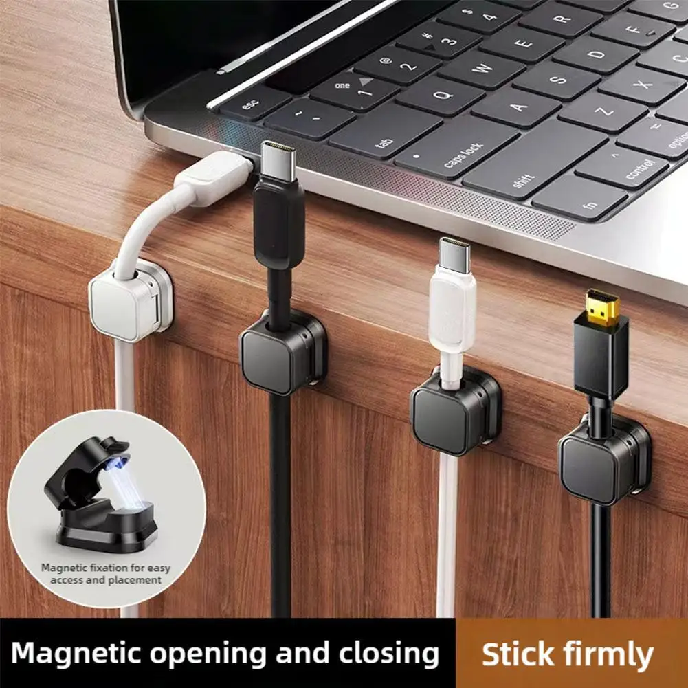 Magnetic Cable Organizer Desktop Wall-mounted Phone Cable Cable Rack Data Charging Easy Storage Hook Plug To Buckle Install