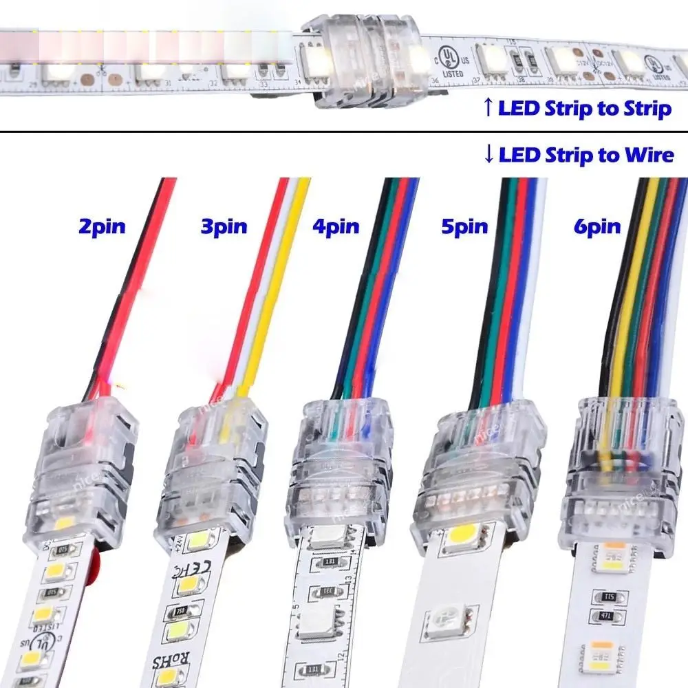 2pin 3pin for RGB RGBW RGBWW 3528 LED Strip to Wire Light Wire Connection 5050 LED Strip LED Strips Connector Connectors