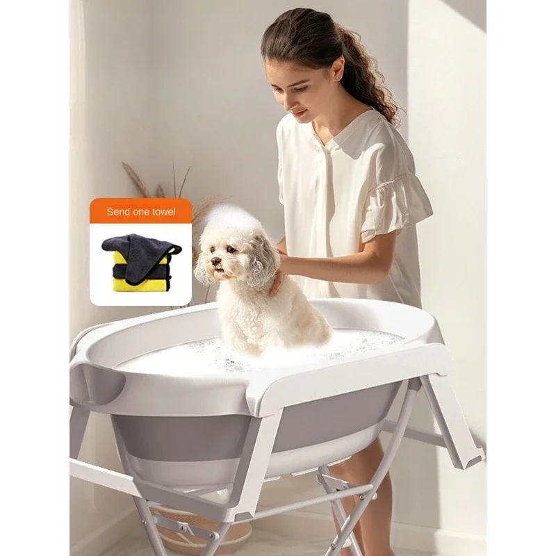 

Foldable Pet Dog Cat Bath Tub with Anti-Slip Bottom for Easy Bathing and Grooming