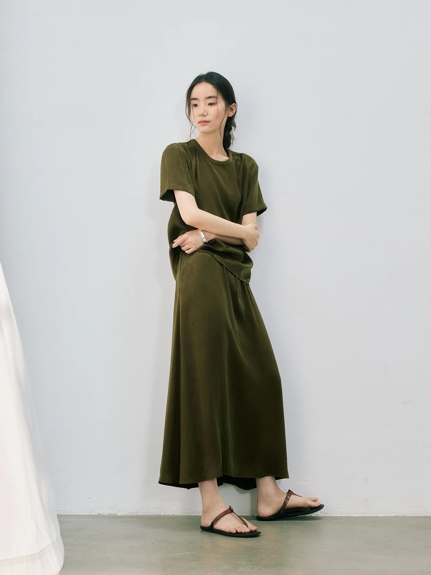Nomumad Summer 2026 Rylee Cool Skin-friendly Cool Short Sleeve T-shirt Elastic Waist Half Skirt Set Women's Casual Loose Fit ...