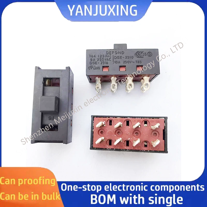 1~5pcs/lot  DSE-2316 8A 250VAC 8-pin 3-speed sliding switch