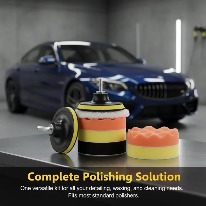 Durable Car Buffing Polishing Pad Kit 6/8/11/12Pcs with Sponge Pads Drill Adapter for Auto Beauty Maintenance