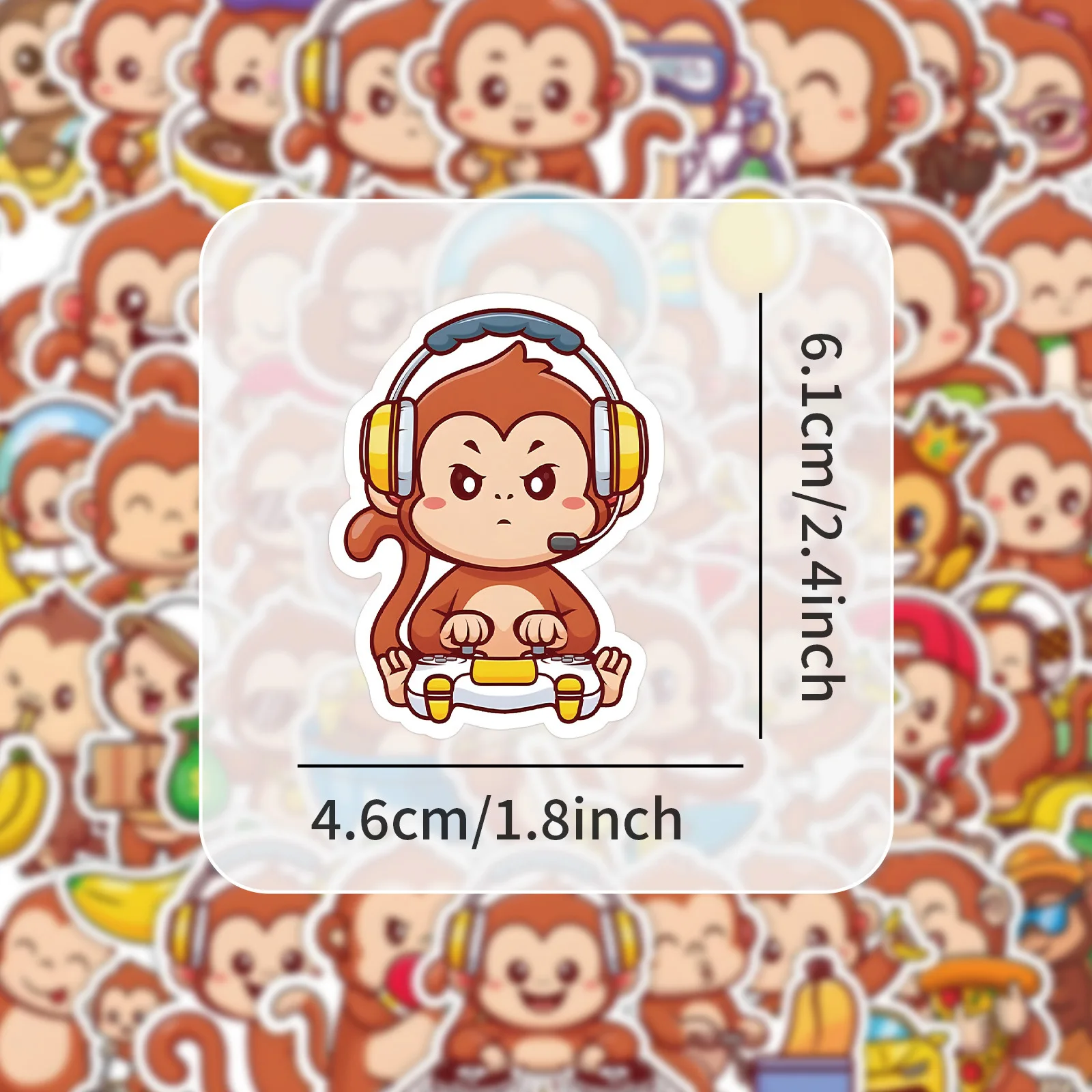 

50PCS Cute Monkey Stickers Animal Cartoon Stciekrs Graffiti DIY Scrapbook Luggage Laptop Phone Car Bike Decals Kids Toys Gifts