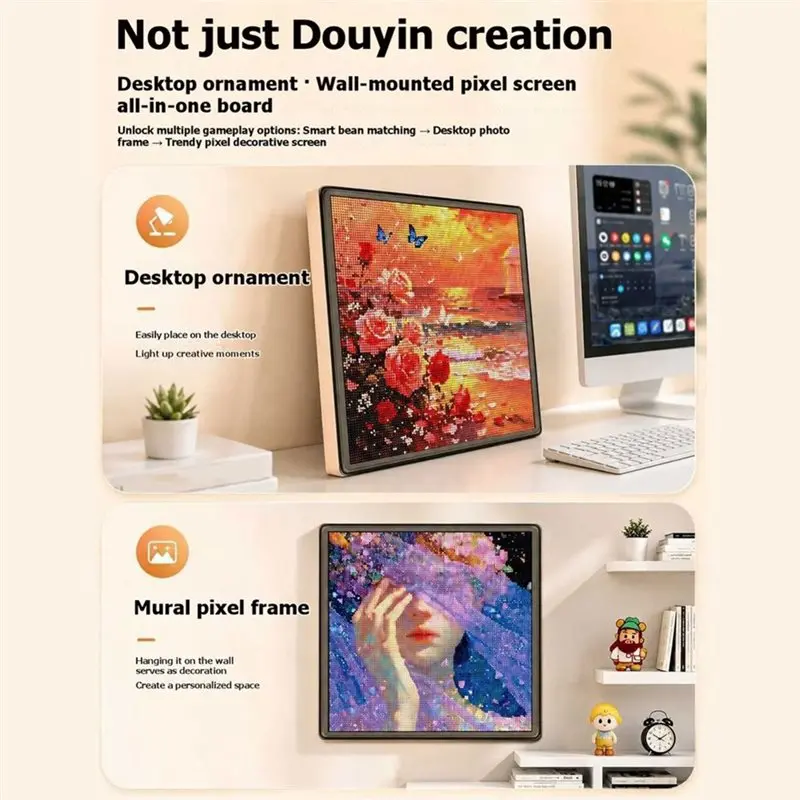 WORTHOWN-LED Smart Fuse Bead Pegboard Bluetooth APP Animation Control Pattern Light Board Pixel Art Tray For DIY Gift