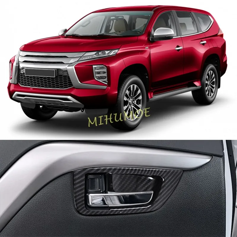 

Carbon Fiber Car Interior Door Handle Cover Surrounds Trims For 2016-2025 Mitsubishi Montero Sport Pajero Sport