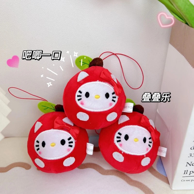 Sanrio Little Apple Niedlicher Schlüsselanhänger Plüschtiere für Mädchen Kawaii Rucksack Ornament Plüschtier Keychan Outdoor Fun Weihnachtsgeschenk