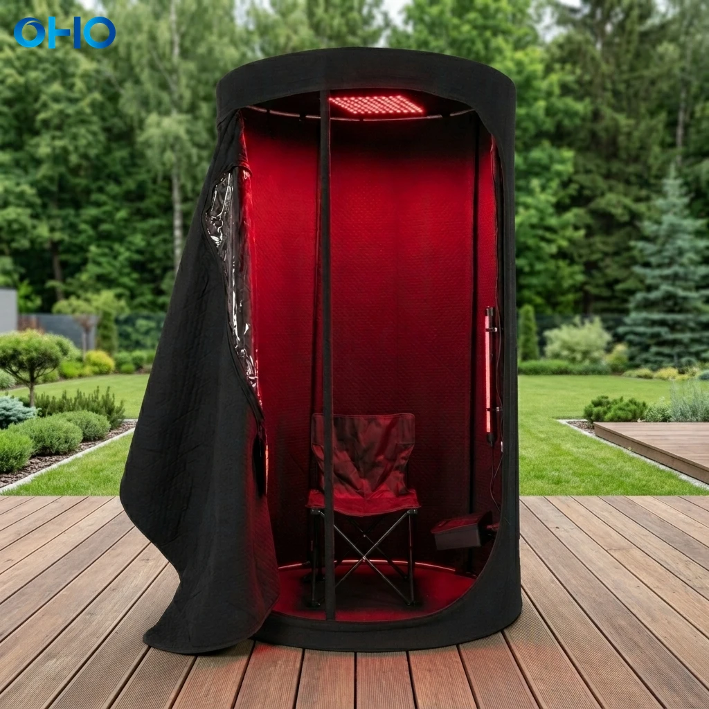 Upgraded Portable Hot Air Dry Sauna 660nm Red Light Lamp 185°F Remote Control With Comfortable Chair For Home Spa