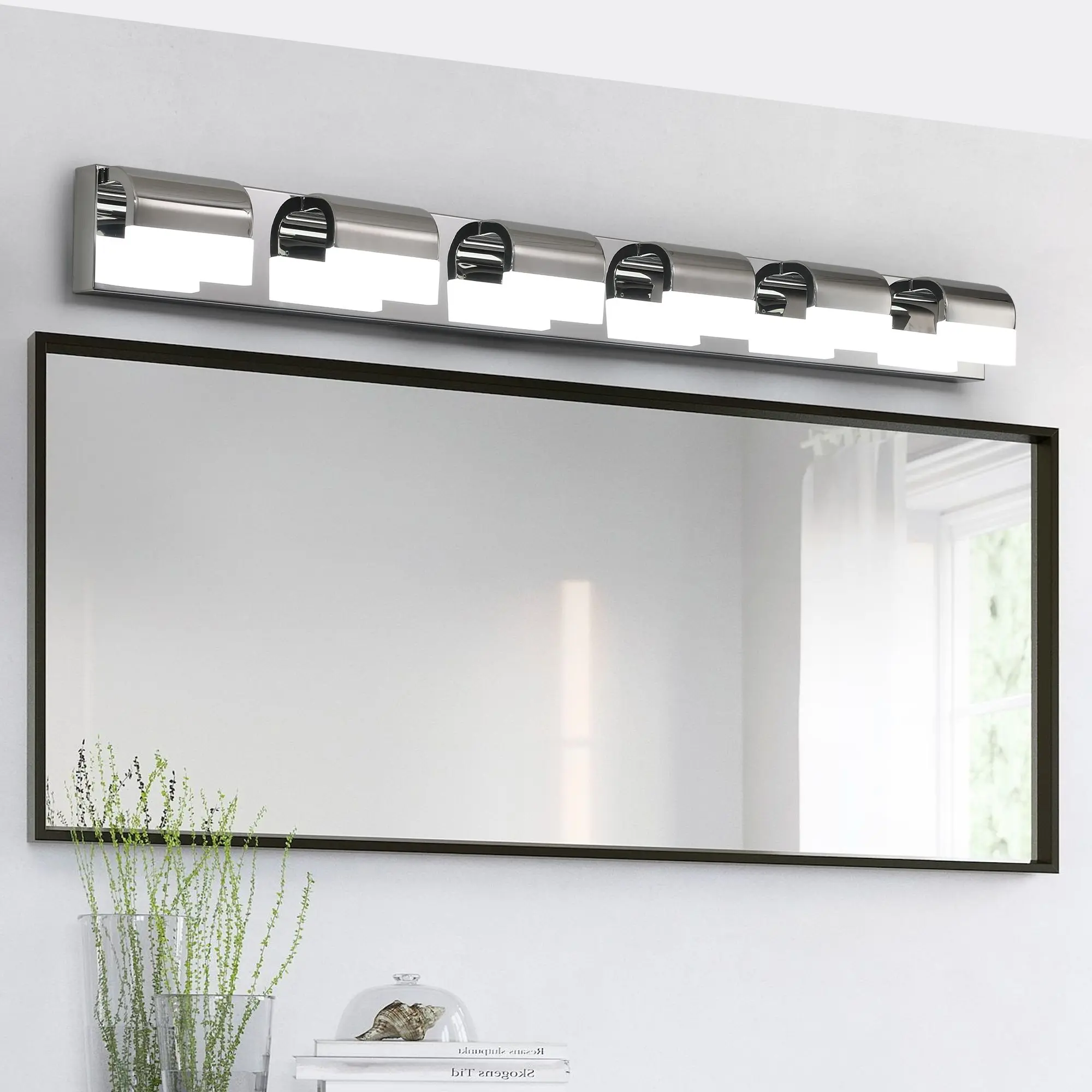 

DB Modern 6-Light LED Bathroom Vanity Lighting Aluminum Finish Mirror Bath Wall Lights Indoor Application IP44 Rating Model