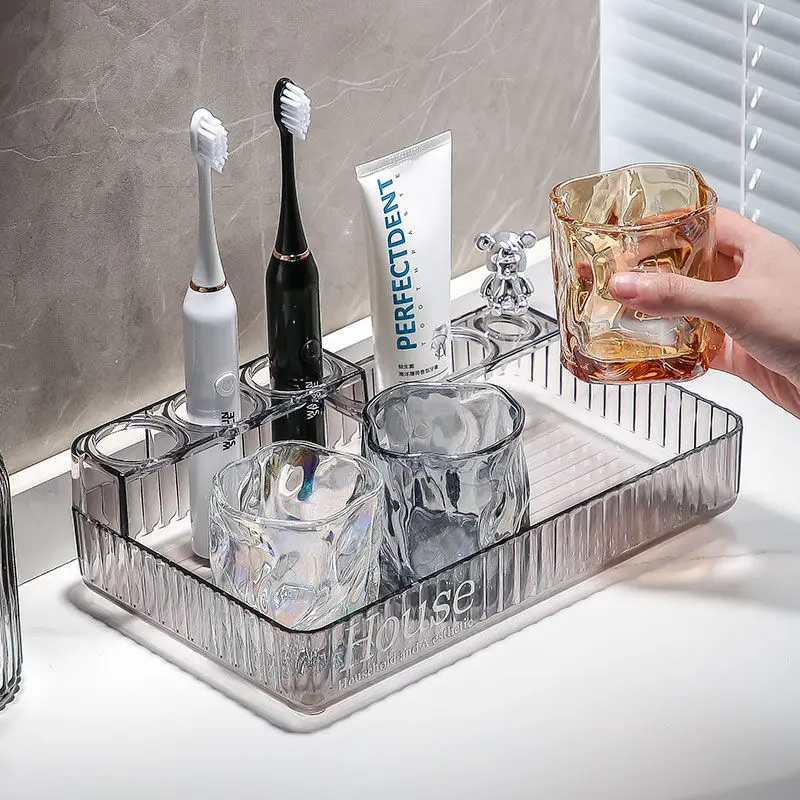 Clear Bathroom Vanity Tray,Bathroom Tray Bathtub Tray Organizer Perfume Countertop for Toiletries Soap,Towel,Tissue,Candle,Plant