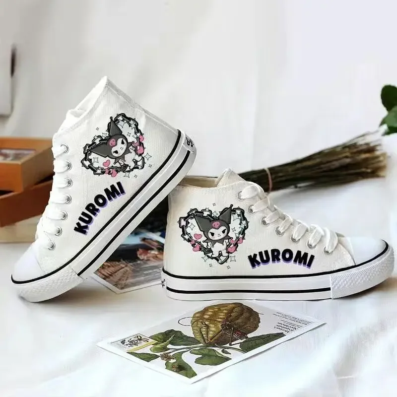 Kawaii Sanrio Kuromi mały diabeł wysokie buty płócienne JK miękkie dziewczyny Cute Cartoon studenckie trampki damskie buty Lolita buty