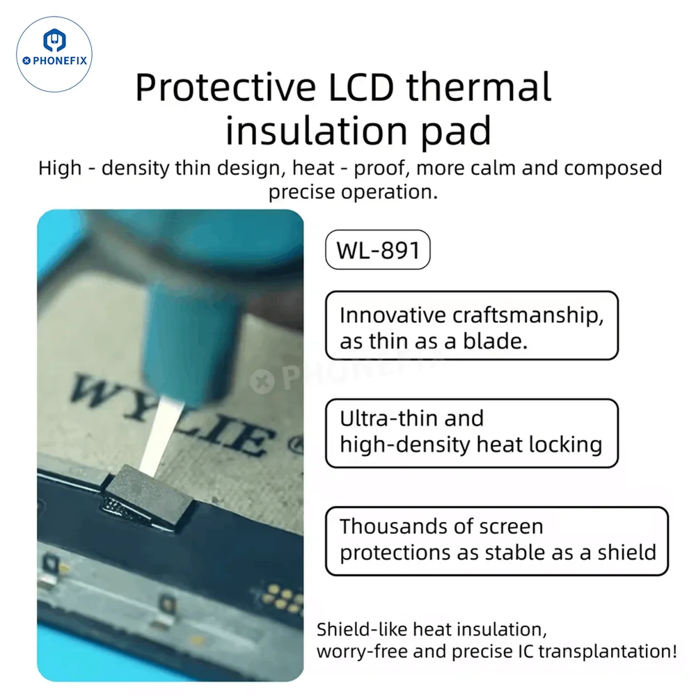 WYLIE WL-891 Protective LCD Aviation Thermal Insulation Pad High Density 0.03mm Thickness  Phone Screen IC Precision Swap Pad