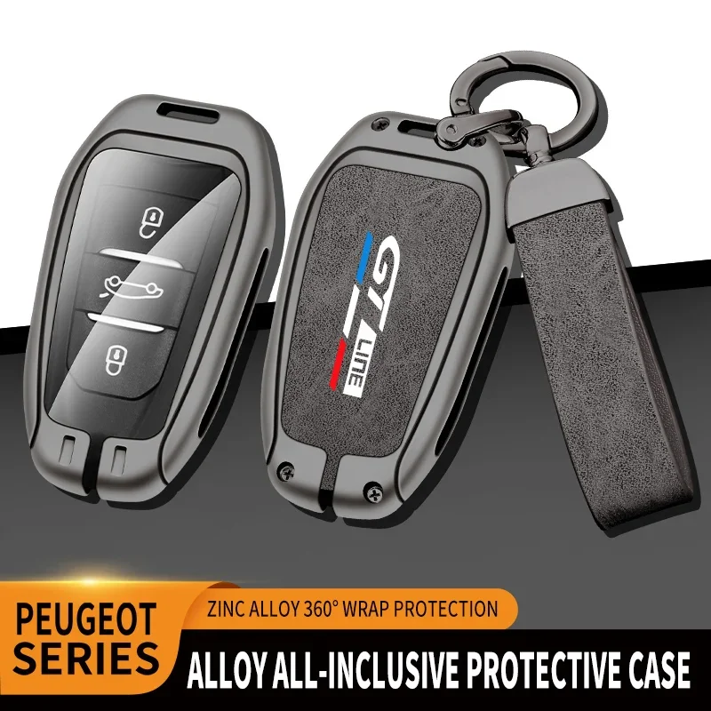 

Car Zinc Alloy Key Case Bag For Peugeot GTLine 407 607 208 308 408 508 608 2008 3008 4008 5008 RCZ Car Key Chain Metal Key Shell