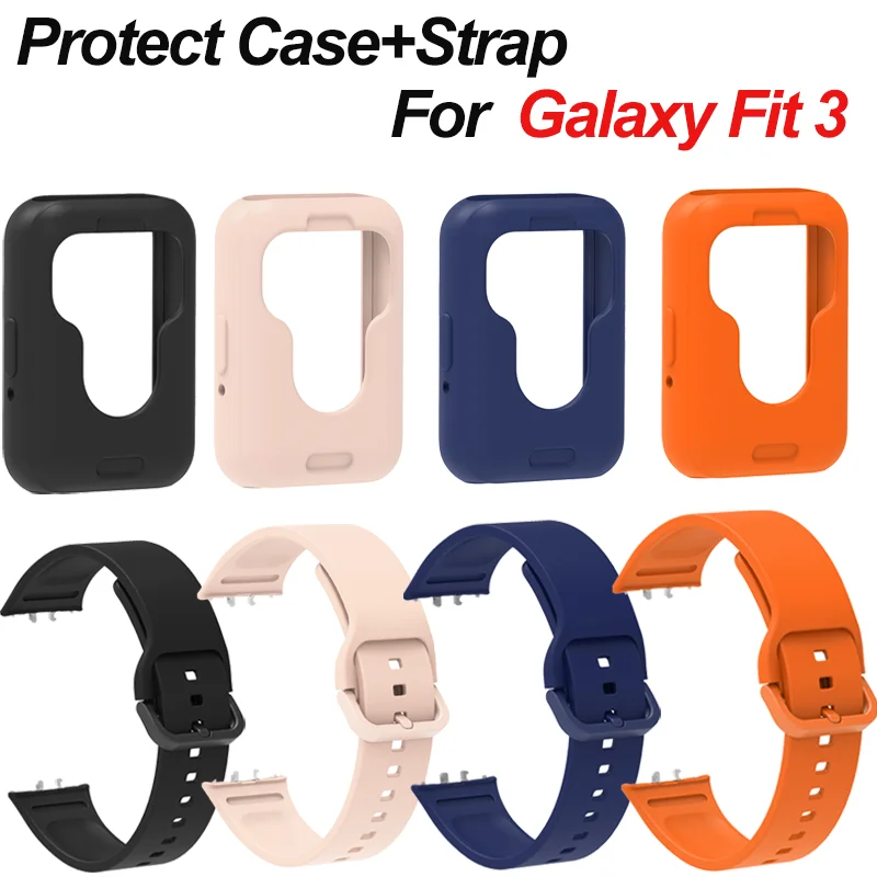 Silicone Strap For Samsung Galaxy Fit 3 Fit3 SM-R390 Bracelet Wrist Band +  Protective Case