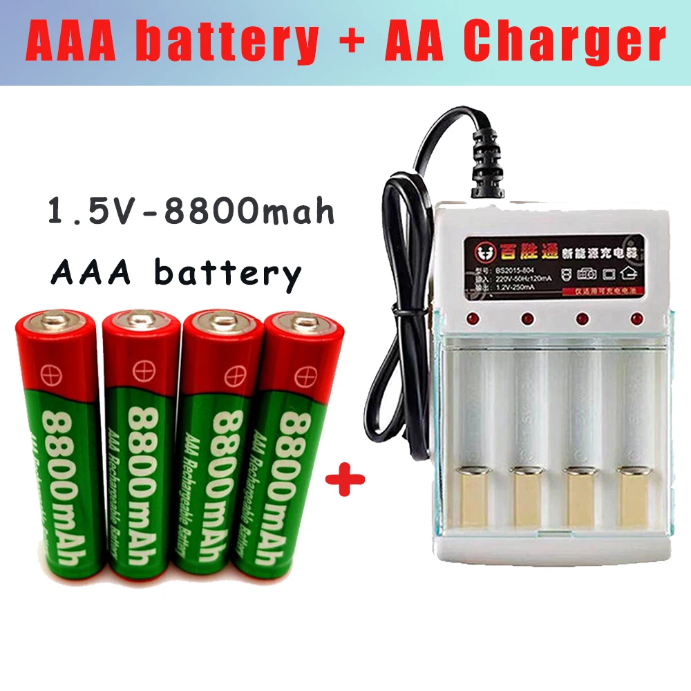 Dolidada AAA battery 1.5V 8800mAh Rechargeable Batteries For Remote Control Toy Light With 1pcs 4-cell Battery 2A Charger