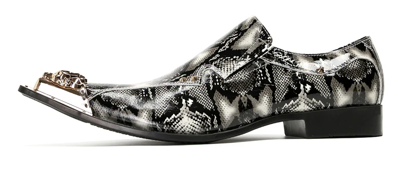 Herrenschuhe aus echtem Pythonleder, formelle Anzugschuhe mit Metallketten-Dekor, luxuriöse Modeschuhe für Frühling und Herbst, Business-Bankett-W – Detail 3