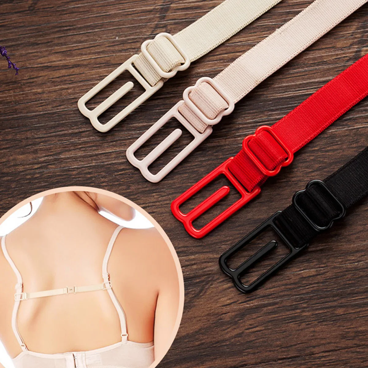 

6Pcs Double-Shoulder Bra Straps Slip-Resistant Non Adjustable Underwear Accessories Black Skin White Enhance Bust Shape for Vest