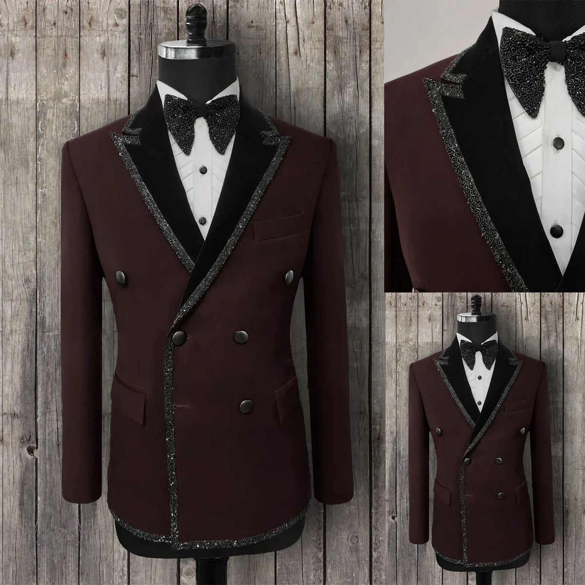 New Wedding Men Suits Arrivals Fashion Beads Neck Handsome One Coat Classic Business Formal Groom Tuxedo Party Suits Customized
