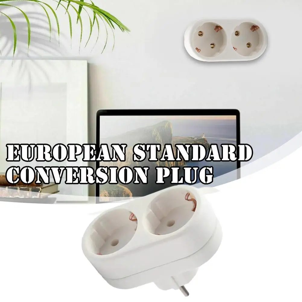 Adaptador de enchufe de conversión de la UE de 1 a 2 vías, conversión de enchufe estándar europeo, 250V, adaptador de viaje