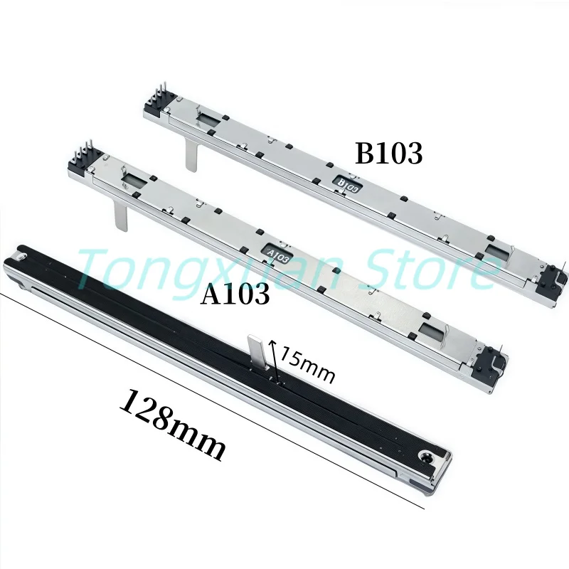 

1pc Straight Slip Potentiometer A103 b103 A10K B10K 6Pins Mixing Console Volume Putter 128mm Dual Channel With Dustproof Film