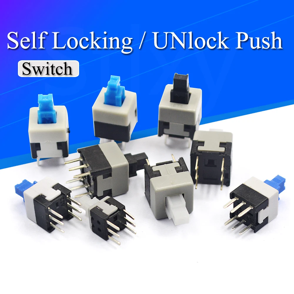 10-100PCS/LOT 5.8x5.8 7x7 8x8 8.5x8.5mm Self Locking / UNlock Push Tactile Power Micro Switch 6 Pin Button Switches