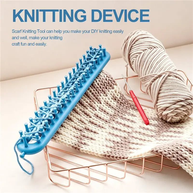 Rectangle Looms For Scarf Weaving With Hook And Knitting Device, 58Cm Limited Time Offer