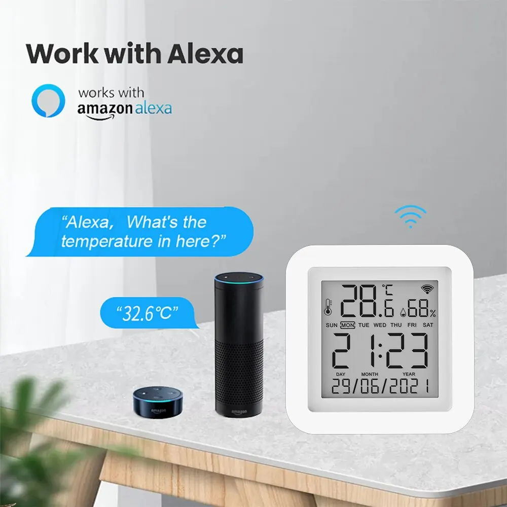 Sensore di umidità della temperatura Tuya WIFI per Smart Home SmartLife termometro igrometro supporto Alexa Google Assistant