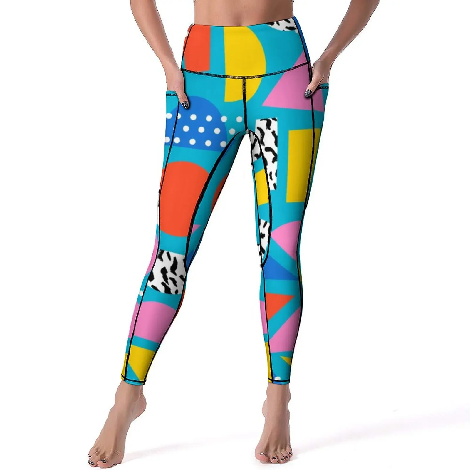 

Memphis Retro Leggings Sexy Geometric Colorful Pattern High Waist Yoga Pants Sweet Stretch Leggins Lady Design Gym Sport Legging