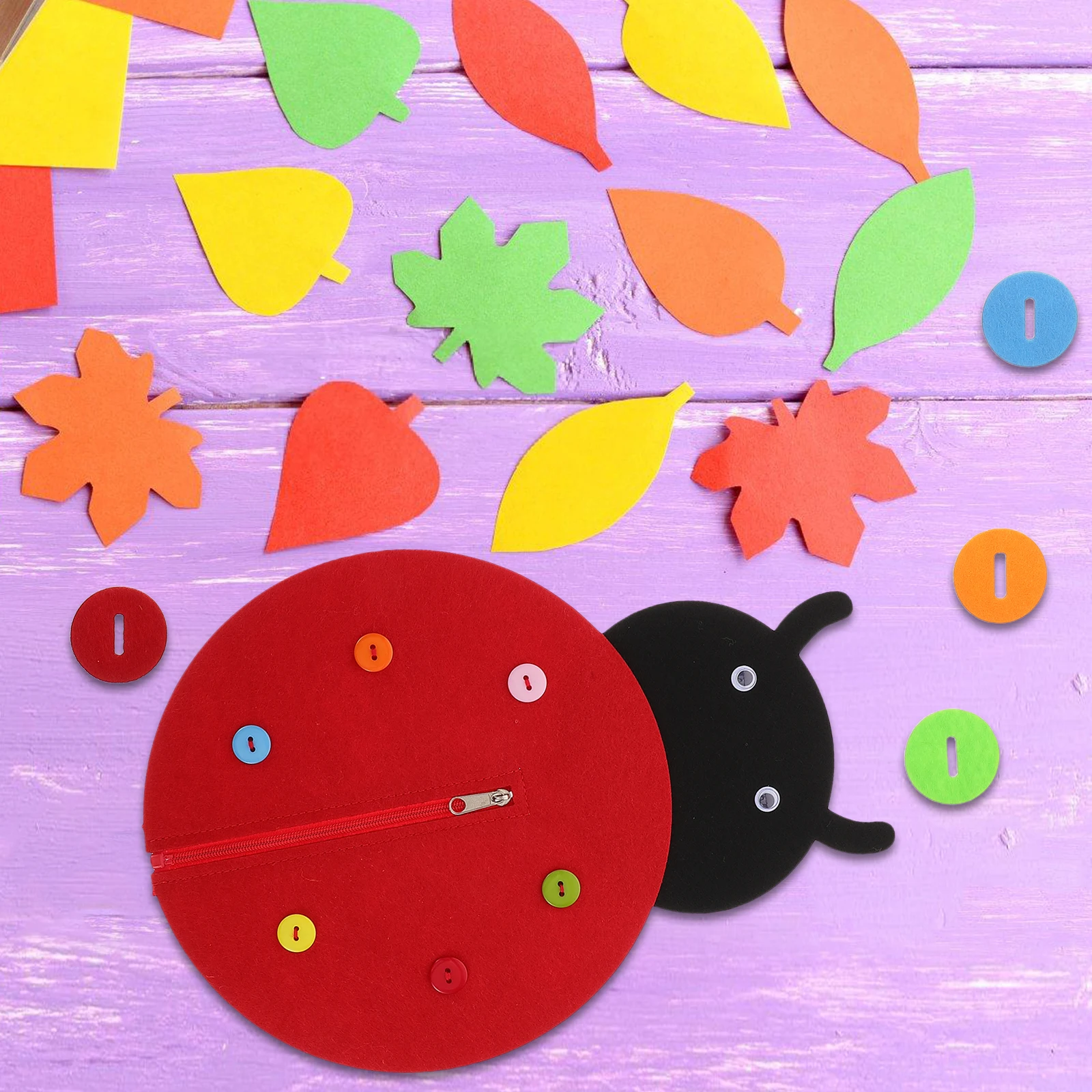 

2Set Non-Woven Button Zipper Board Montessori Skill Development Kit Handmade Busy Board Toddler Learning Handmade Buttons