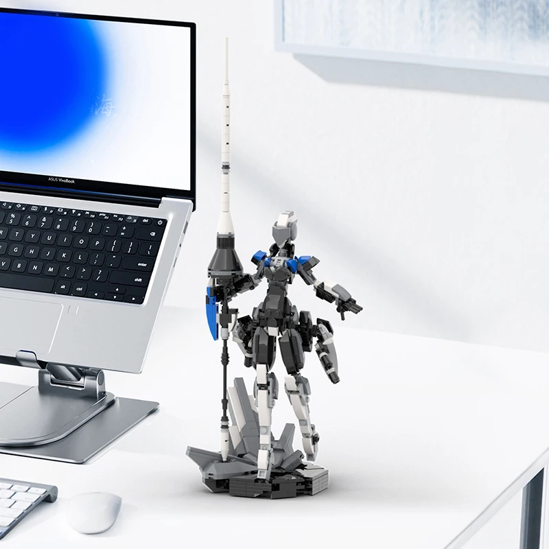 MOC Mech żeński robot Lancer Valkyrie Model klocki Sci-Fi futurystyczne pancerne cegły zabawki garnitur prezent urodzinowy dla dzieci