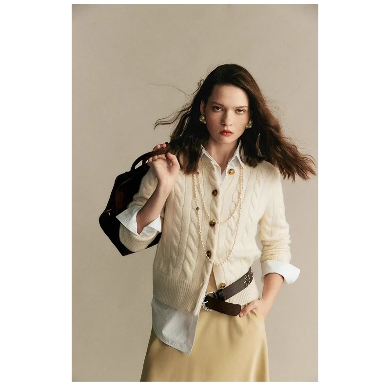 

Женский осенне-зимний новый свитер с длинными рукавами в стиле ретро, куртка-кардиган в студенческом стиле, топ