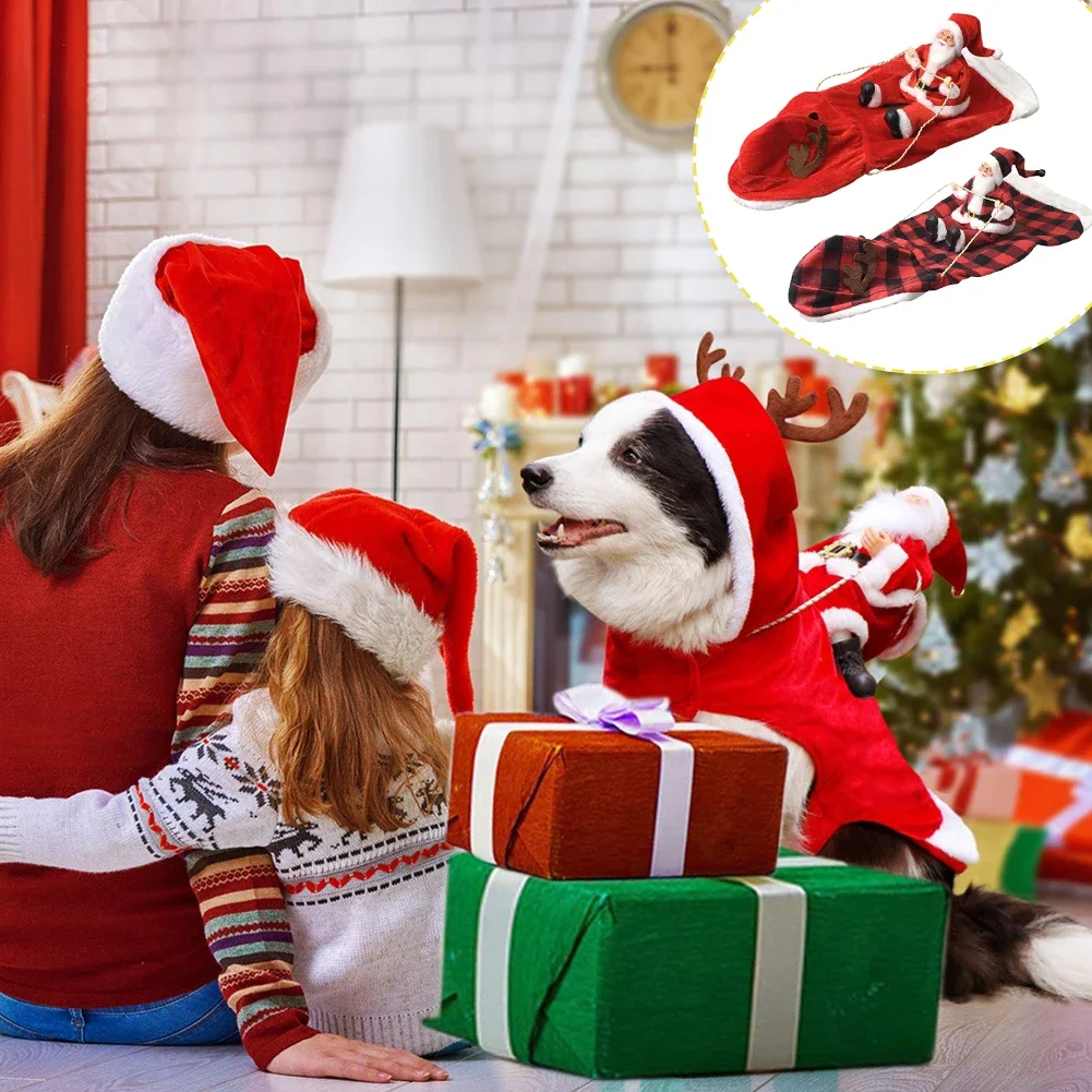 Medium Large Dog Dog Pet Christmas Clothes A Hacking Outfit Santa Doll Autumn and Winter Dog Costume Dog Clothes Winter