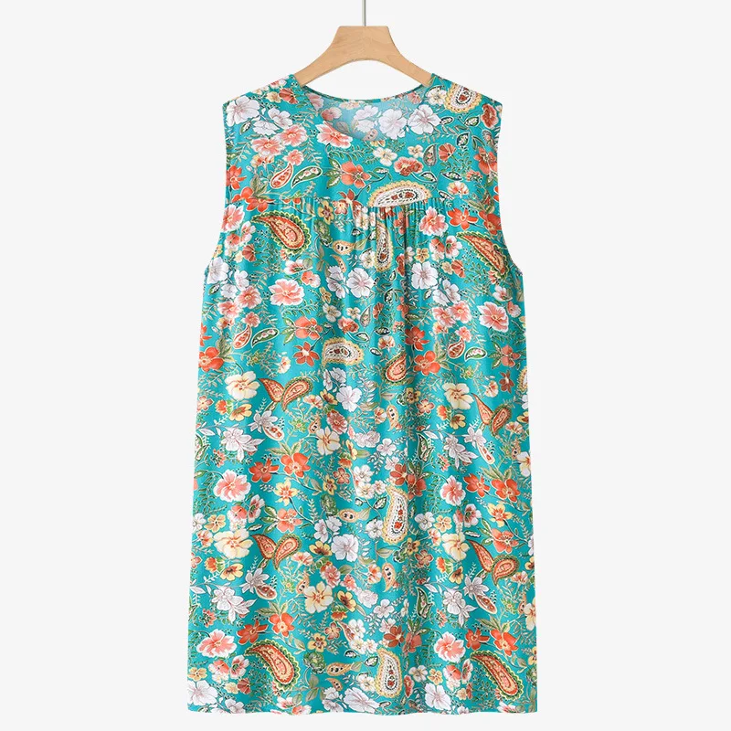 Camisón de manga corta para madre de mediana edad, ropa de dormir fina, pijama de verano, vestido suelto para el hogar