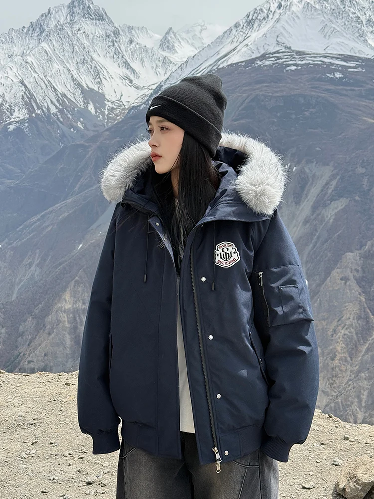 معطف شتوي نسائي لعام 2025 من النيلون الوردي للدفء من القطن Du down Jaet USA Sle معطف كبير الحجم بياقة Fce معطف مملوء