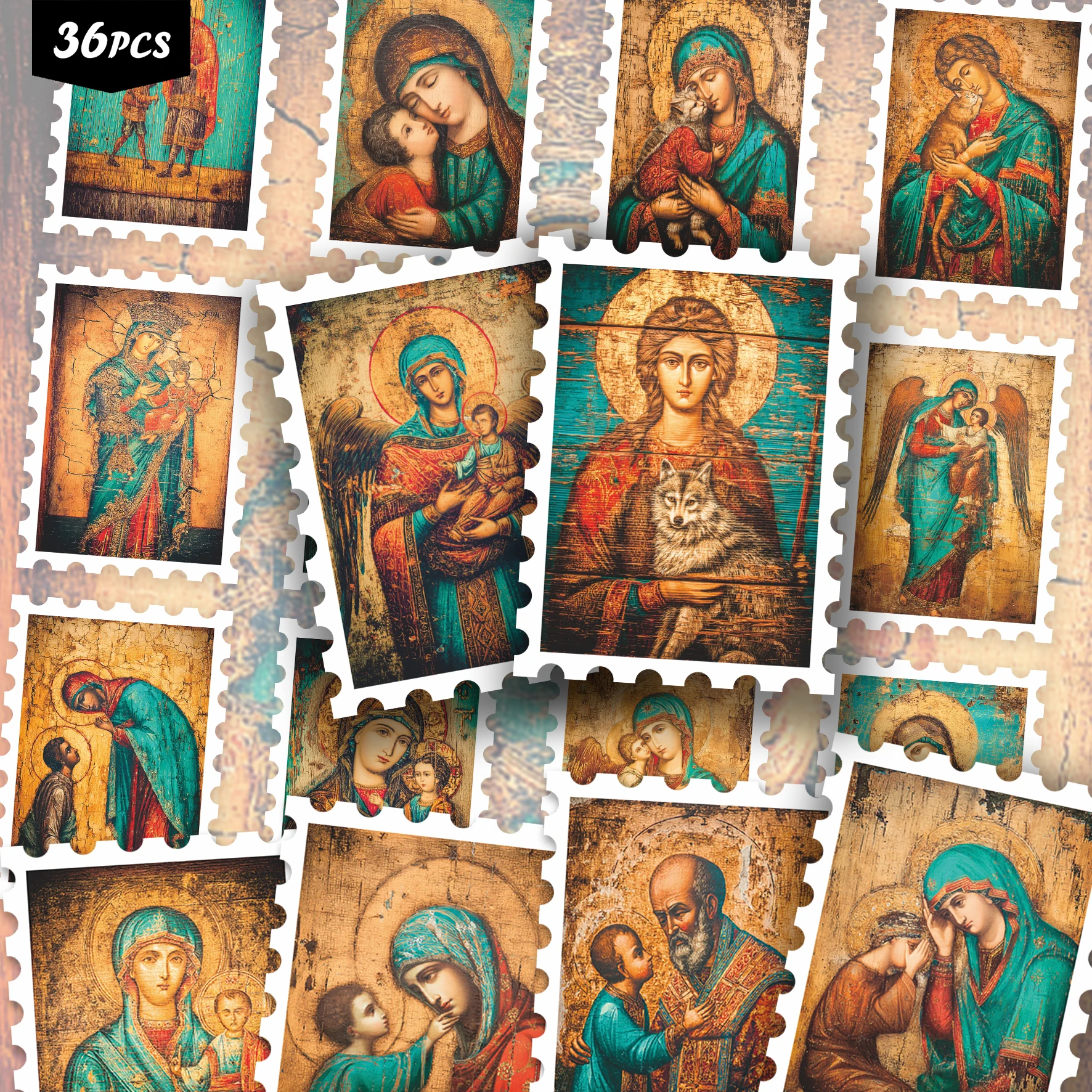 36PCS Retro Medieval Classic Portrait Stickers, Vintage Cracked Paint Style & Historical Icon Art Aesthetic Cutout Sticker Set f